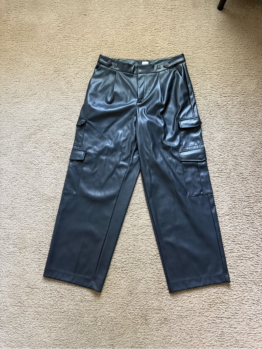 a new day Black Faux Leather Cargo Pants